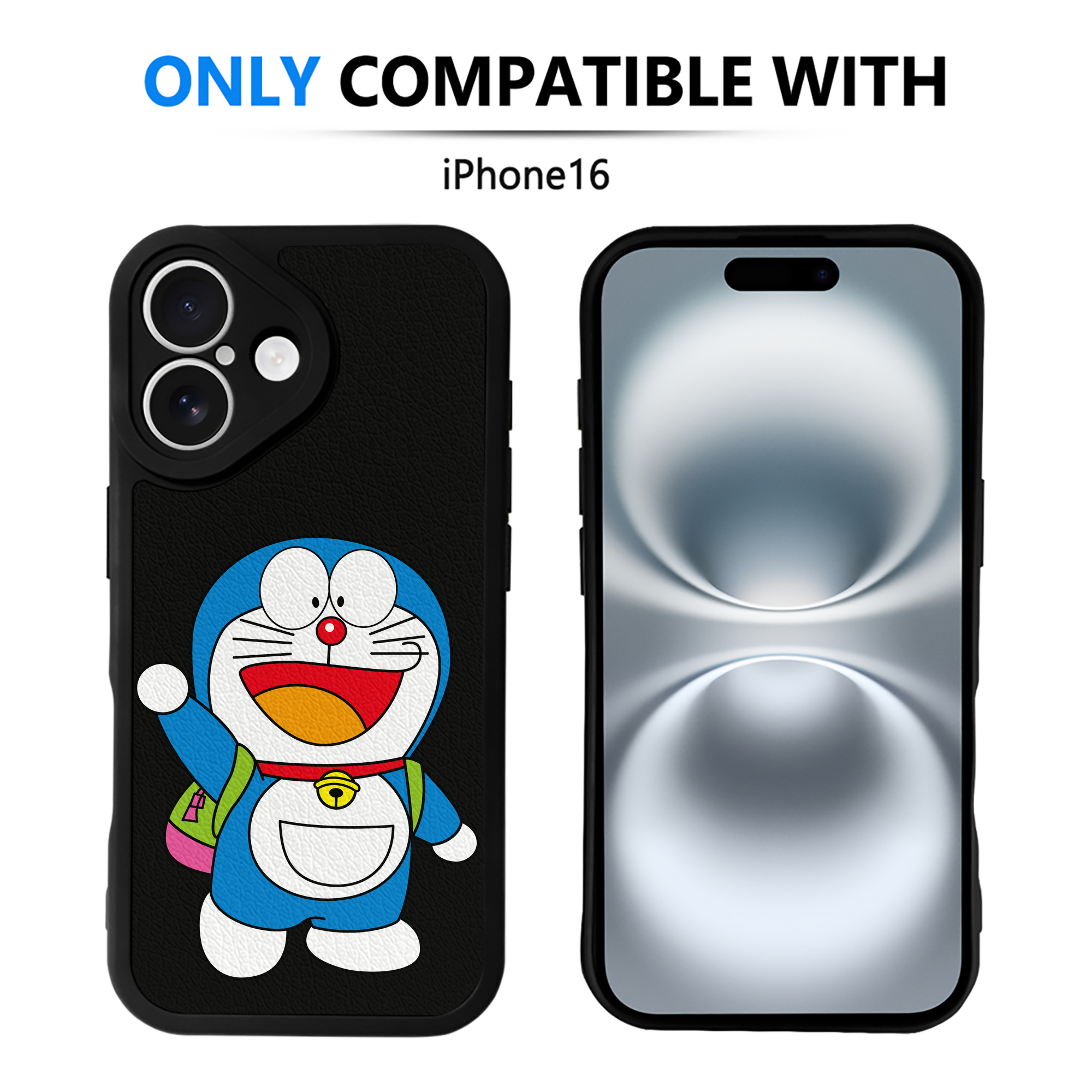 （画像用） ドラえもん Doraemon 【iPhone 16シリーズ対応】シリコンスマホケース（レザー調） 材質：シリコン